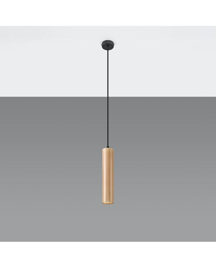 Lampa wisząca Lino, naturalne drewno, 1 punkt świetlny, Sollux