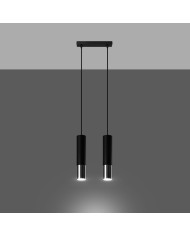 Lampa wisząca Loopez, czarny, chrom, 2 punkty świetlne, Sollux