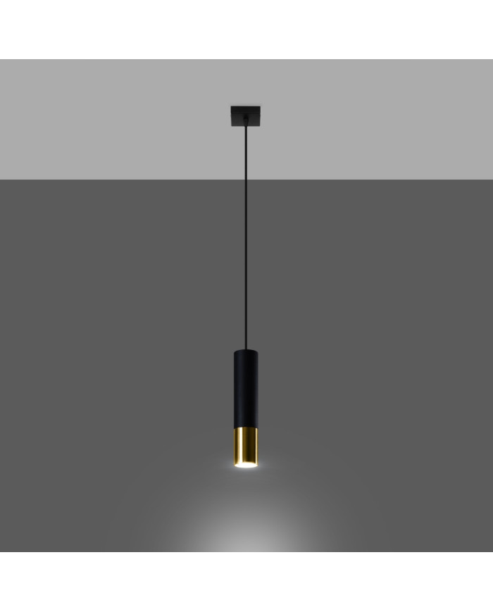 Lampa wisząca Loopez, czarny, złoty, 1 punkt świetlny, Sollux