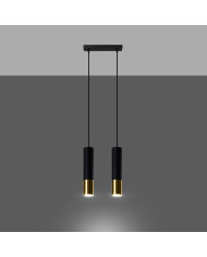 Lampa wisząca Loopez, czarny, złoty, 2 punkty świetlne, Sollux
