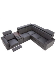 Narożnik Basic 3, funkcja spania, sterowana elektrycznie funkcja relaks, stolik, szafka, regulowane zagłówki, Ideal Sofa