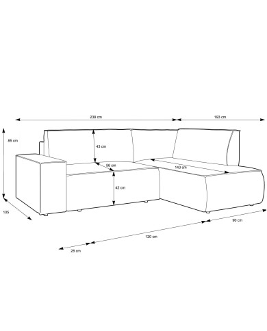 Narożnik Fiord L, funkcja spania, pojemnik, PIASKI Narożnik Fiord L, funkcja spania, pojemnik, PIASKI