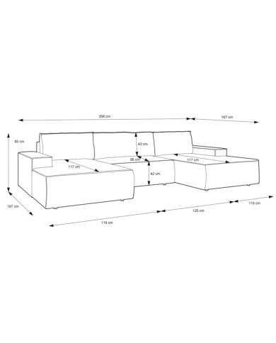 Narożnik Fiord U1, funkcja spania, pojemnik, PIASKI Narożnik Fiord U1, funkcja spania, pojemnik, PIASKI