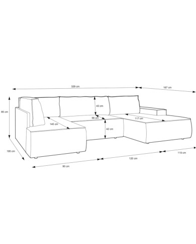 Narożnik Fiord U2 120, funkcja spania, pojemnik, PIASKI Narożnik Fiord U2 120, funkcja spania, pojemnik, PIASKI