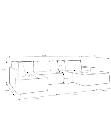 Narożnik Fiord U2 140, funkcja spania, pojemnik, PIASKI Narożnik Fiord U2 140, funkcja spania, pojemnik, PIASKI