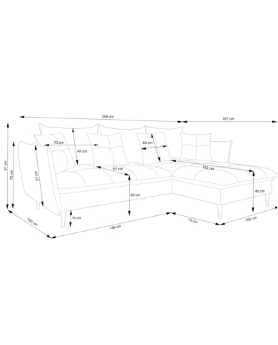 Narożnik Glam, funkcja spania, pojemnik, PIASKI Narożnik Glam, funkcja spania, pojemnik, PIASKI