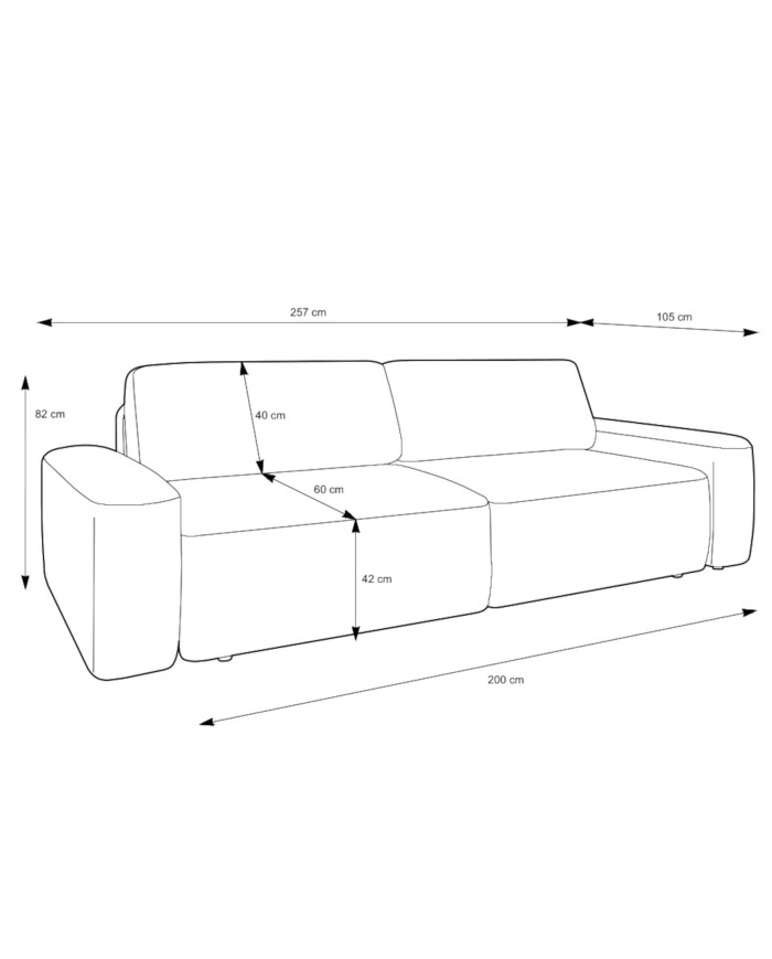 Sofa Bouli, funkcja spania, pojemnik, PIASKI