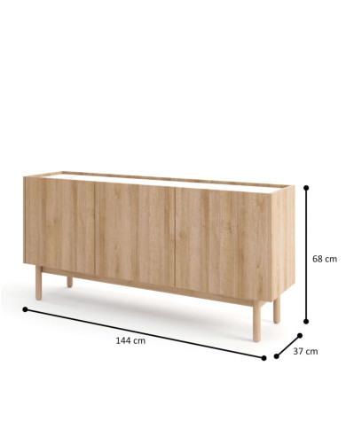 Komoda Boho K144/68, trzydrzwiowa, Dąb riviera/ Marmur bianco, PIASKI Komoda Boho K144/68, trzydrzwiowa, Dąb riviera/ Marmur bianco, PIASKI