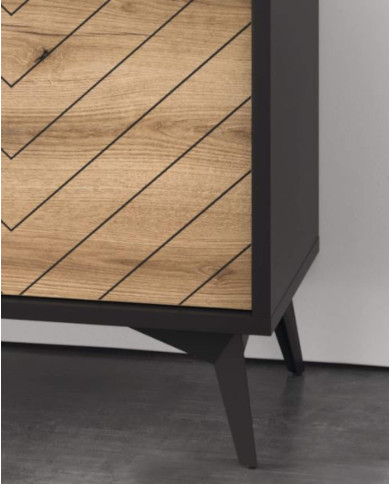 Komoda Diamond K104, dwudrzwiowa, Dąb evoke/ Czarny, PIASKI