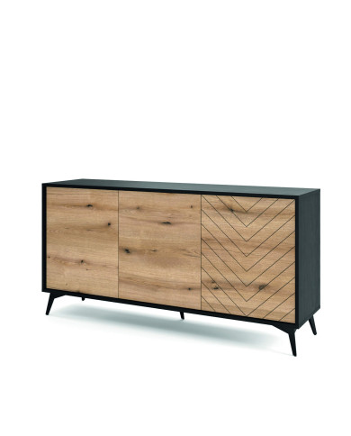 Komoda Diamond K154, trzydrzwiowa, Dąb evoke/ Czarny, PIASKI Komoda Diamond K154, trzydrzwiowa, Dąb evoke/ Czarny, PIASKI