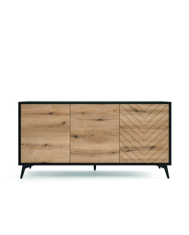 Komoda Diamond K154, trzydrzwiowa, Dąb evoke/ Czarny, PIASKI Komoda Diamond K154, trzydrzwiowa, Dąb evoke/ Czarny, PIASKI