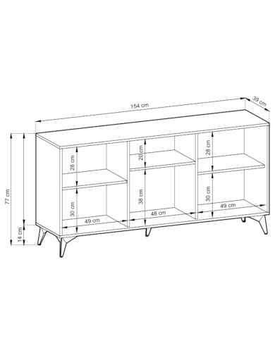 Komoda Diamond K154, trzydrzwiowa, Dąb evoke/ Czarny, PIASKI