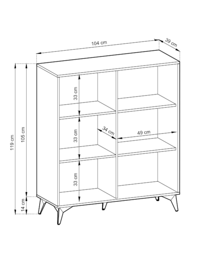 Komoda wysoka Diamond KD104, dwudrzwiowa, Dąb evoke/ Czarny, PIASKI