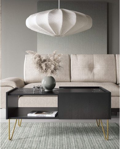 Komoda Harmony KSZ97, drzwi, szuflady, Czarny grafit/ Marmur black royal, PIASKI Komoda Harmony KSZ97, drzwi, szuflady, Czarny grafit/ Marmur black royal, PIASKI