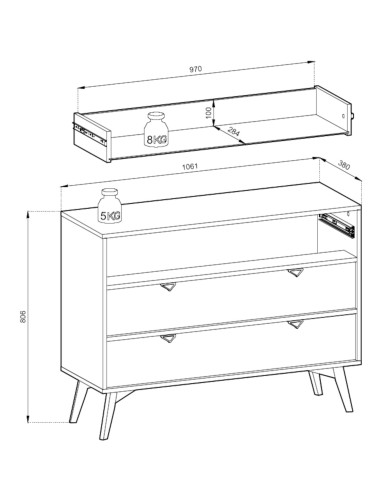 Komoda Forest KSZ106, szuflady, Eukaliptus/ Jodełka skandi, PIASKI Komoda Forest KSZ106, szuflady, Eukaliptus/ Jodełka skandi, PIASKI