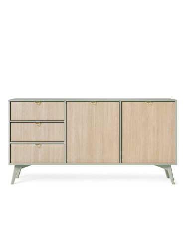 Komoda Forest KSZ158, drzwi, szuflady, Eukaliptus/ Jodełka skandi, PIASKI