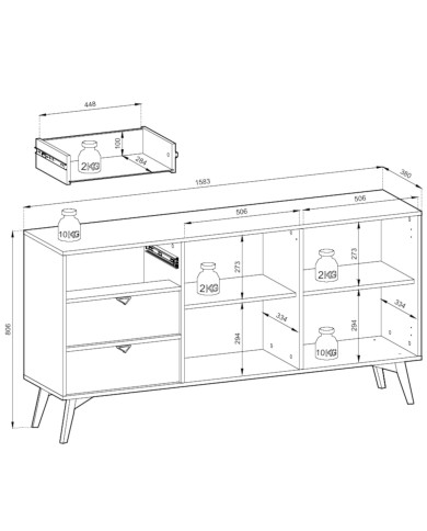 Komoda Forest KSZ158, drzwi, szuflady, Eukaliptus/ Jodełka skandi, PIASKI Komoda Forest KSZ158, drzwi, szuflady, Eukaliptus/ Jodełka skandi, PIASKI