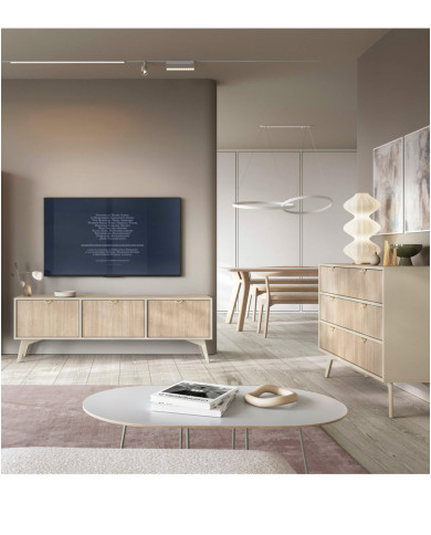 Komoda Forest KSZ158, drzwi, szuflady, Beż piaskowy/ Jodełka skandi, PIASKI Komoda Forest KSZ158, drzwi, szuflady, Beż piaskowy/ Jodełka skandi, PIASKI