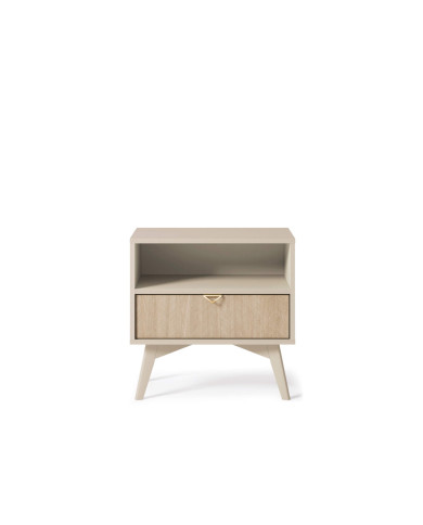 Szafka nocna Forest S54, szuflada, wnęka, Beż piaskowy/ Jodełka skandi, PIASKI Szafka nocna Forest S54, szuflada, wnęka, Beż piaskowy/ Jodełka skandi, PIASKI