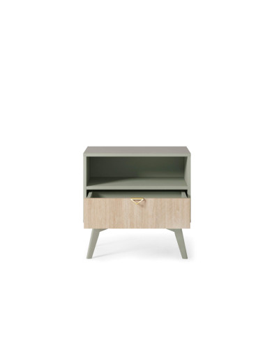 Szafka nocna Forest S54, szuflada, wnęka, Eukaliptus/ Jodełka skandi, PIASKI Szafka nocna Forest S54, szuflada, wnęka, Eukaliptus/ Jodełka skandi, PIASKI