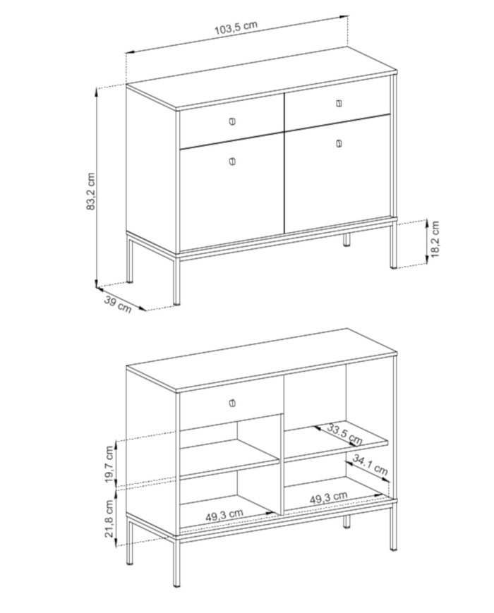 Komoda Mono MKSZ104, drzwi, szuflady, Granatowa/ Złota rama, PIASKI