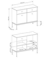 Komoda Mono MKSZ104, drzwi, szuflady, Granatowa/ Czarna rama, PIASKI