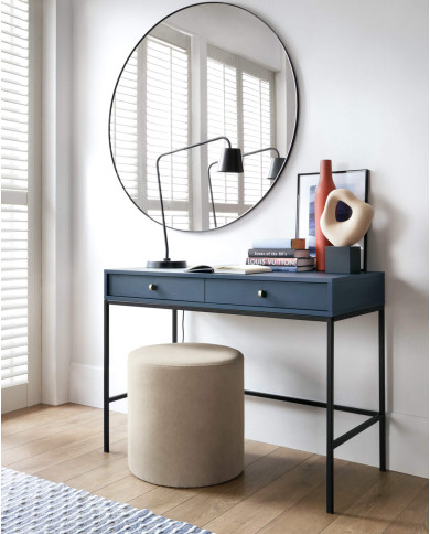 Stolik kawowy, ława Mono ML104, półka, szuflada, Granatowy/ Czarna rama, PIASKI