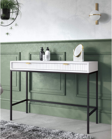 Toaletka, konsola Nova T104, szufladki, Biała/ Czarna rama, PIASKI Toaletka, konsola Nova T104, szufladki, Biała/ Czarna rama, PIASKI