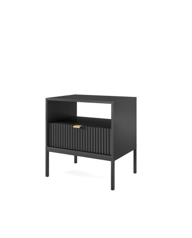 Szafka nocna Nova S54, szuflada, wnęka, Czarna/ Czarna rama, PIASKI