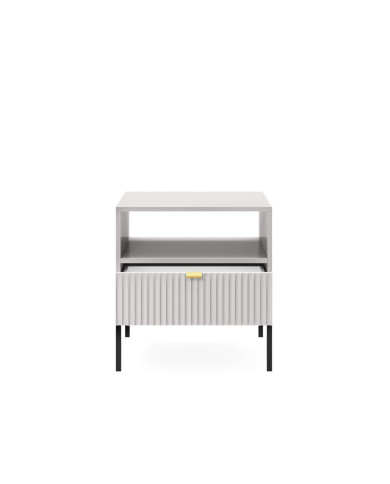 Szafka nocna Nova S54, szuflada, wnęka, Szara/ Czarna rama, PIASKI