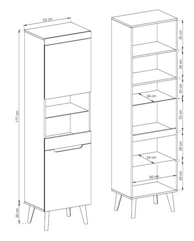 Witryna wysoka Nordi NWT53, jednodrzwiowa, Biały/ Dąb riviera, PIASKI Witryna wysoka Nordi NWT53, jednodrzwiowa, Biały/ Dąb riviera, PIASKI
