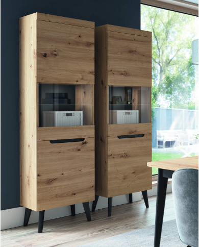 Witryna wysoka Nordi NWT53, jednodrzwiowa, Dąb artisan/ Czarna, PIASKI Witryna wysoka Nordi NWT53, jednodrzwiowa, Dąb artisan/ Czarna, PIASKI