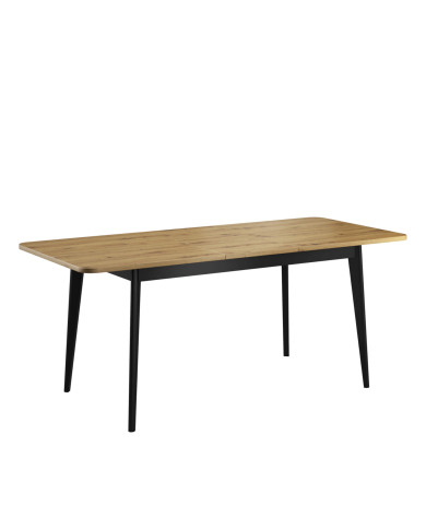 Stół prostokątny Nordi NST140, rozkładany, drewniane nogi, 140-180/76/80 cm, Dąb artisan/ Czarny, PIASKI Stół prostokątny Nordi NST140, rozkładany, drewniane nogi, 140-180/76/80 cm, Dąb artisan/ Czarny, PIASKI