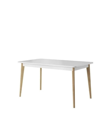 Stół prostokątny Nordi NST140, rozkładany, drewniane nogi, 140-180/76/80 cm, Biały /Dąb riviera, PIASKI Stół prostokątny Nordi NST140, rozkładany, drewniane nogi, 140-180/76/80 cm, Biały /Dąb riviera, PIASKI