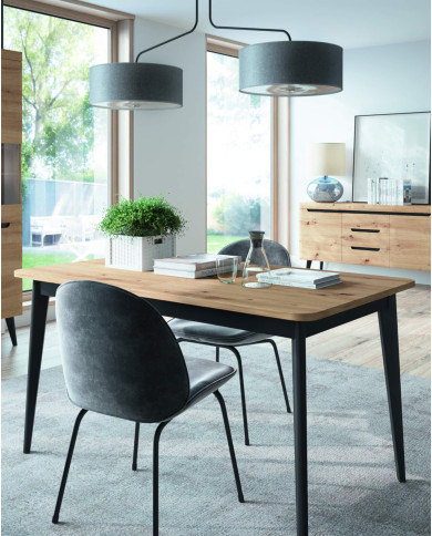 Stolik kawowy, ława Nordi NL107, półka, szuflady, Dąb artisan/ Czarny, PIASKI