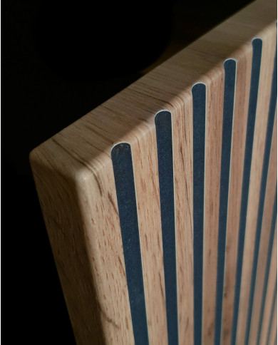 Szafka nocna Sento S54, szuflada, wnęka, oświetlenie, Czarna/ Dąb wotan, PIASKI Szafka nocna Sento S54, szuflada, wnęka, oświetlenie, Czarna/ Dąb wotan, PIASKI