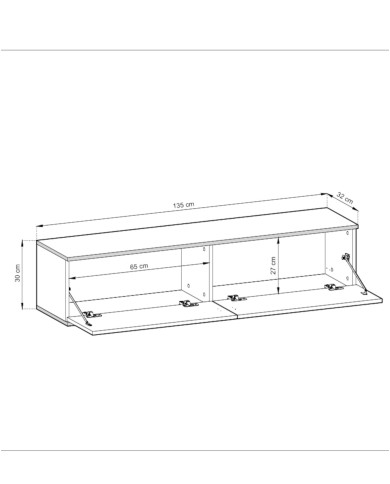Szafka rtv Oro 135 MDF, drzwiczki, wisząca, Biały/ Złoty, PIASKI Szafka rtv Oro 135 MDF, drzwiczki, wisząca, Biały/ Złoty, PIASKI