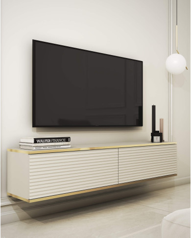 Szafka rtv Oro 135 MDF, drzwiczki, wisząca, Beż/ Złoty, PIASKI Szafka rtv Oro 135 MDF, drzwiczki, wisząca, Beż/ Złoty, PIASKI