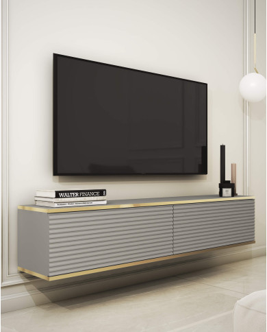 Szafka rtv Oro 135 MDF, drzwiczki, wisząca, Szara/ Złoty, PIASKI Szafka rtv Oro 135 MDF, drzwiczki, wisząca, Szara/ Złoty, PIASKI