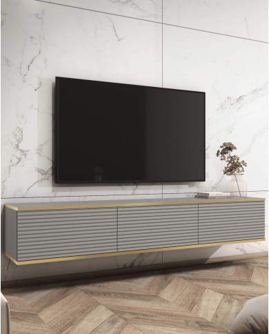 Szafka rtv Oro 175 MDF, drzwiczki, wisząca, Szara/ Złoty, PIASKI Szafka rtv Oro 175 MDF, drzwiczki, wisząca, Szara/ Złoty, PIASKI