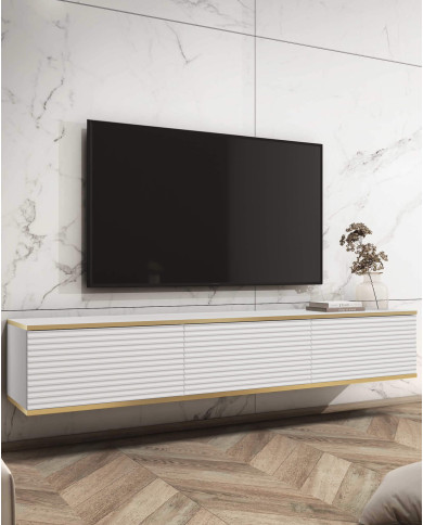 Szafka rtv Oro 175 MDF, drzwiczki, wisząca, Biały/ Złoty, PIASKI Szafka rtv Oro 175 MDF, drzwiczki, wisząca, Biały/ Złoty, PIASKI