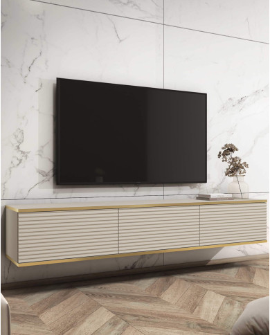 Szafka rtv Oro 175 MDF, drzwiczki, wisząca, Beż/ Złoty, PIASKI Szafka rtv Oro 175 MDF, drzwiczki, wisząca, Beż/ Złoty, PIASKI