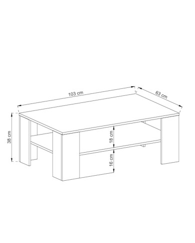 Stolik kawowy, ława Sky L103, półka, Dąb riviera, PIASKI