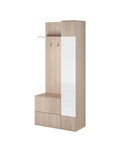 Garderoba Green, szafka na buty, panel z wieszakami, półka, lustro, szuflada, szafa-bieliźniarka, Dąb sonoma, PIASKI Garderoba Green, szafka na buty, panel z wieszakami, półka, lustro, szuflada, szafa-bieliźniarka, Dąb sonoma, PIASKI