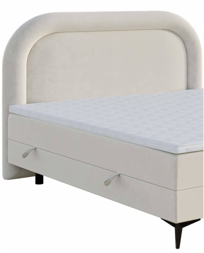 Łóżko kontynentalne Mela 90x200 cm, tapicerowane, materac, pojemnik, topper, LAVERTO