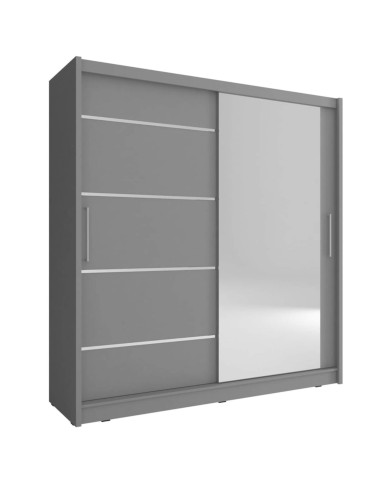Szafa Maja 1 alu, dwudrzwiowa 180 cm, przesuwna, półki, drążek wieszakowy, lustro, Grafitowa, PIASKI Szafa Maja 1 alu, dwudrzwiowa 180 cm, przesuwna, półki, drążek wieszakowy, lustro, Grafitowa, PIASKI