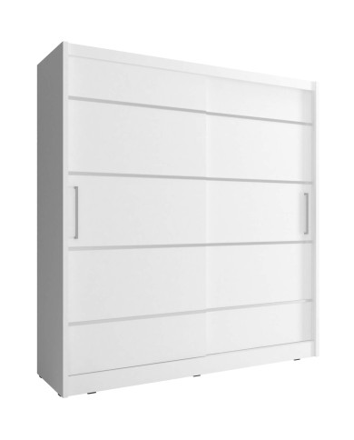 Szafa Maja alu, dwudrzwiowa 200 cm, przesuwna, półki, drążek wieszakowy, Biała, PIASKI Szafa Maja alu, dwudrzwiowa 200 cm, przesuwna, półki, drążek wieszakowy, Biała, PIASKI