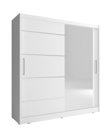 Szafa Maja 1 alu, dwudrzwiowa 200 cm, przesuwna, półki, drążek wieszakowy, lustro, Biała, PIAS Szafa Maja 1 alu, dwudrzwiowa 200 cm, przesuwna, półki, drążek wieszakowy, lustro, Biała, PIAS