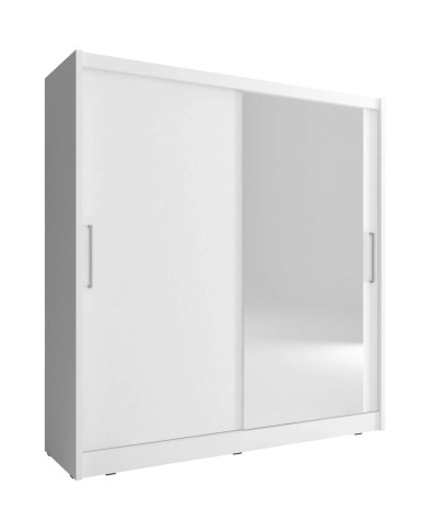Szafa Maja 1, dwudrzwiowa 200 cm, przesuwna, półki, drążek wieszakowy, lustro, Biała, PIASKI Szafa Maja 1, dwudrzwiowa 200 cm, przesuwna, półki, drążek wieszakowy, lustro, Biała, PIASKI