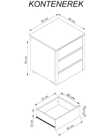 Komoda, kontenerek do szafy, szuflady, Grafit, PIASKI Komoda, kontenerek do szafy, szuflady, Grafit, PIASKI